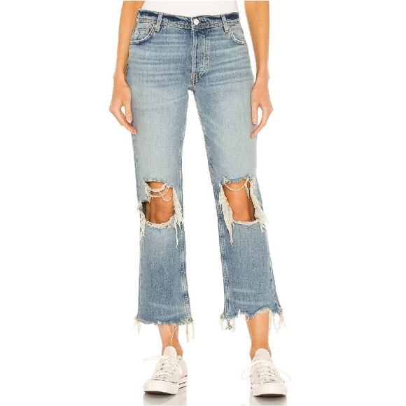 Free People Maggie Mid Rise Straight Leg Jean Aged to Perfecion Size 25 - Picture 1 of 6